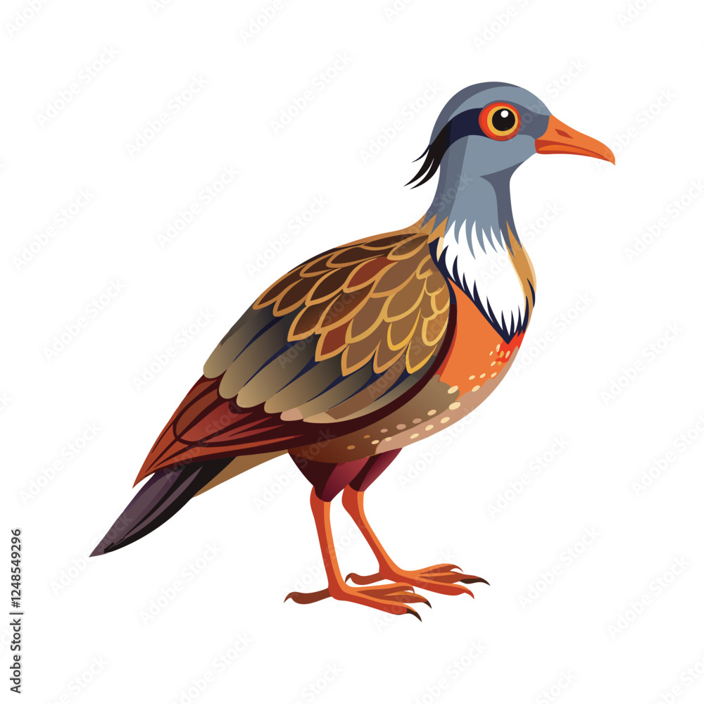 Obraz premium Colorful illustration of a standing bird with orange and brown plumage