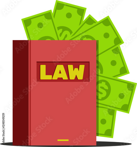 law book with money, concept of court corruption