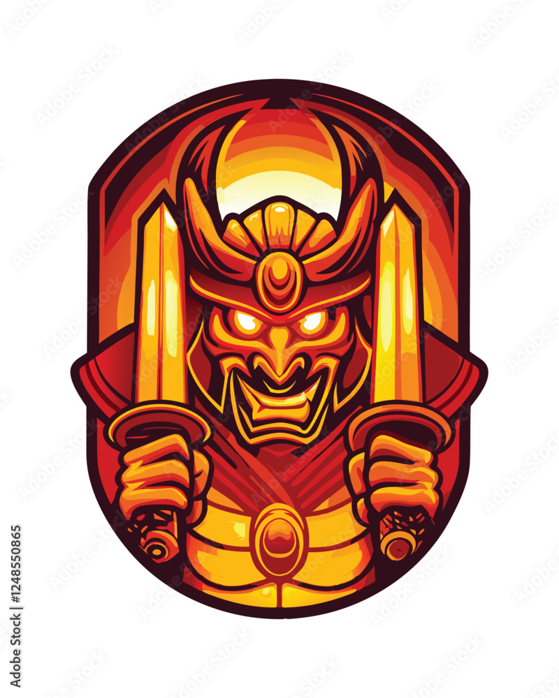 A fearsome demonic samurai warrior, glowing red eyes, katana, ornate armor, hellish landscape. A fearsome demonic samurai warrior, glowing red eyes, katana, ornate armor, hellish landscape.