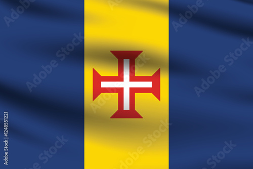 Madeira flag official colors and proportion digital vector illustration. Pleated flag.