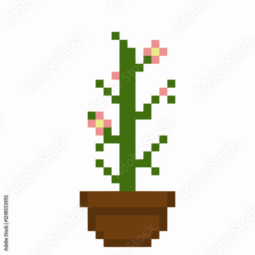 flowers in a pot, pixel art