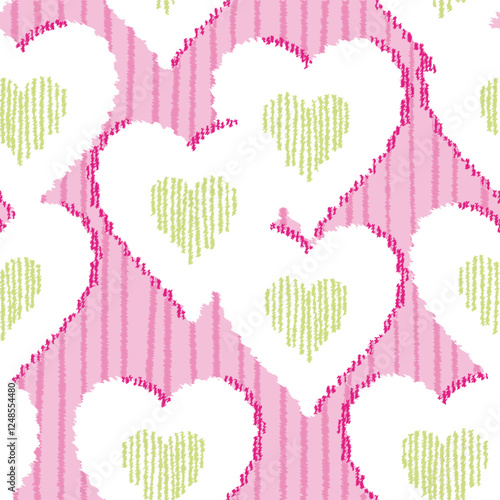 Wallpaper Mural Hand Draw line Heart Stripe Seamless Pattern Wallpaper, Valentine's day Graphic Background  Torontodigital.ca