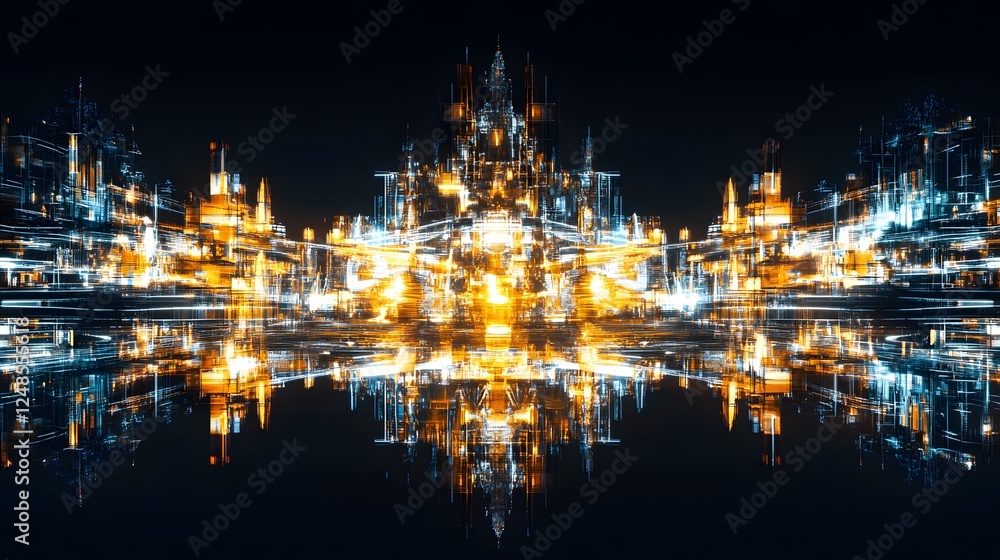 Fototapeta premium Futuristic City Skyline at Night