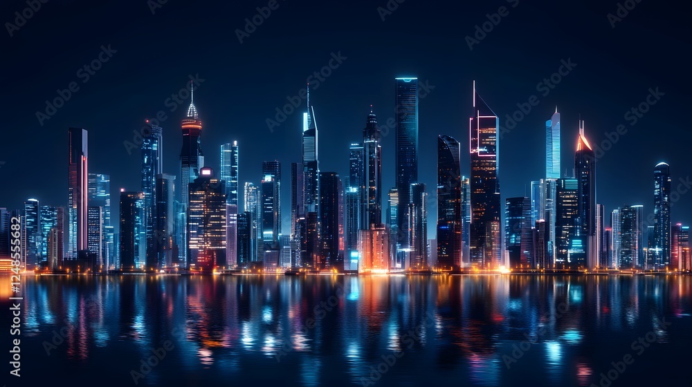 Fototapeta premium Futuristic Cyberpunk City Skyline