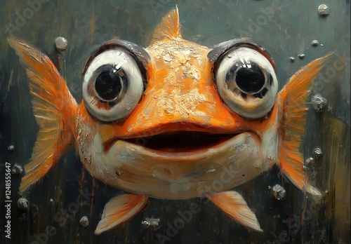 Caricature of a fish with big eyes close-up. photo