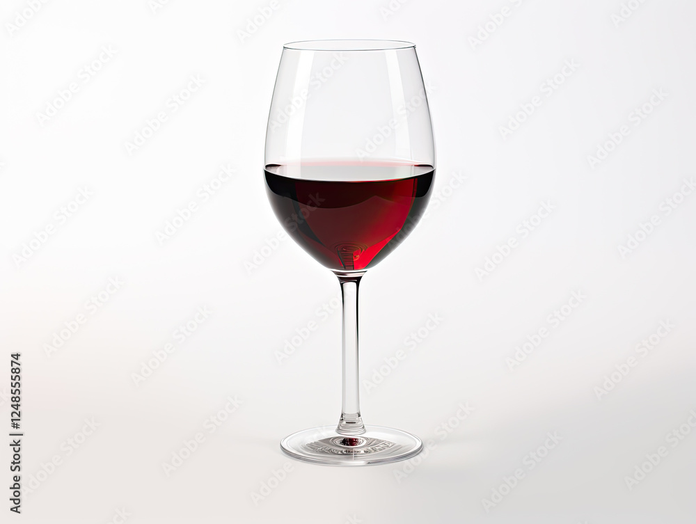 A Glass of Deep Red Wine on White Background A Glass of Deep Red Wine on White Background