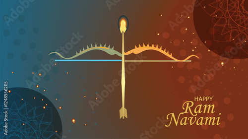 Happy Ram Navami with Bow and Arrow Illustration