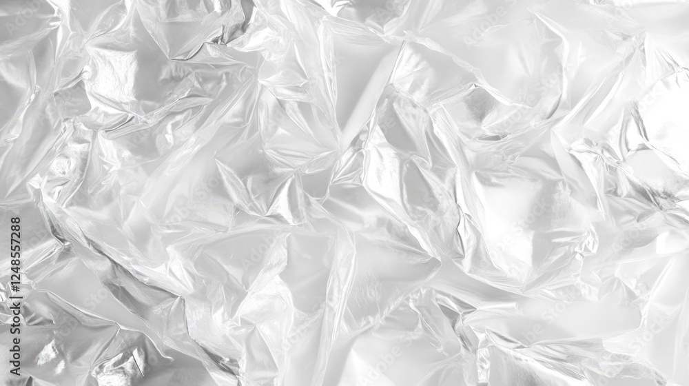 Obraz premium Crumpled White Film Texture. Soft Surface Enhancing the Aesthetic of Plastic Material