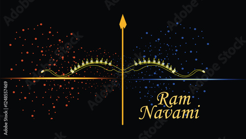 Happy Ram Navami with Bow and Arrow Illustration
