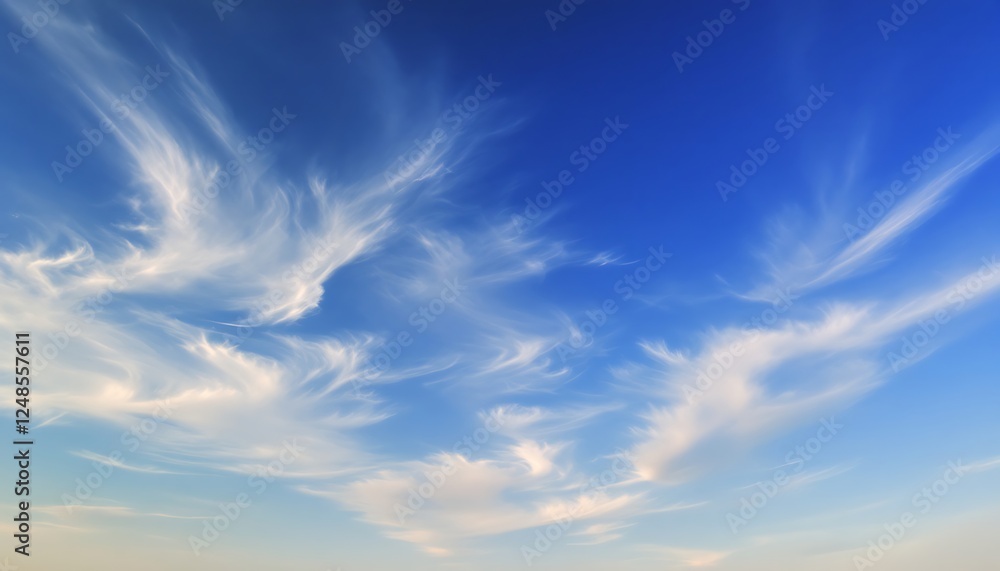Stunning Blue Sky with Wispy White Clouds Image Stunning Blue Sky with Wispy White Clouds Image