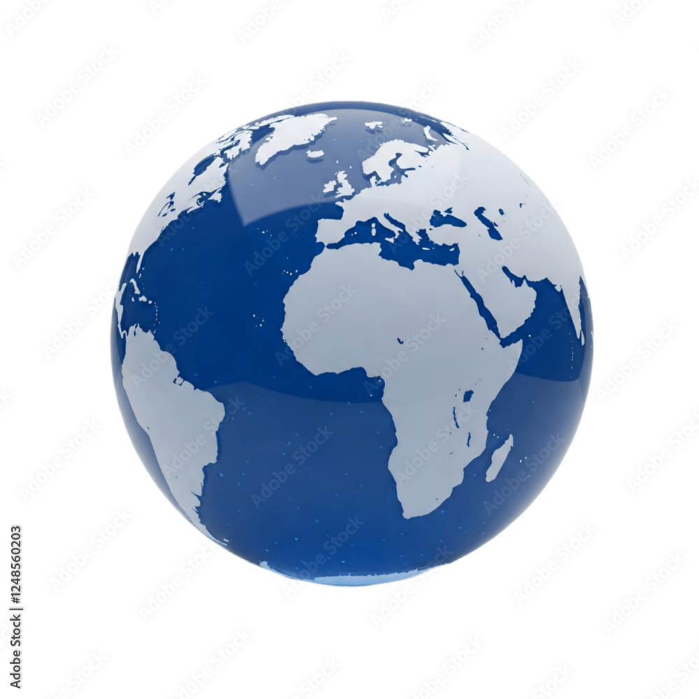 Fototapeta premium Blue globe isolated on transparent background 