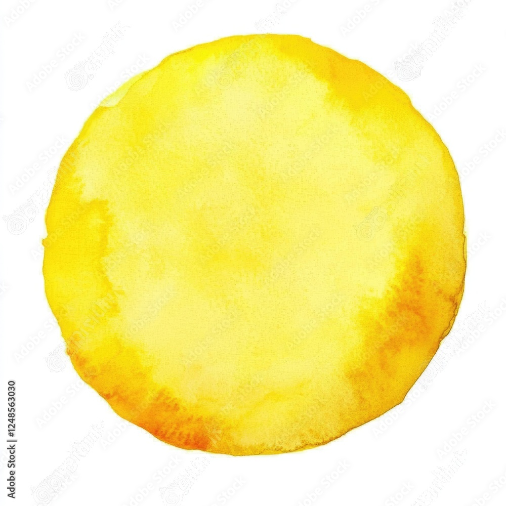 Bright Lemon Sphere: Yellow Watercolor Circle with Soft Edges for Text and Creative Background Bright Lemon Sphere: Yellow Watercolor Circle with Soft Edges for Text and Creative Background