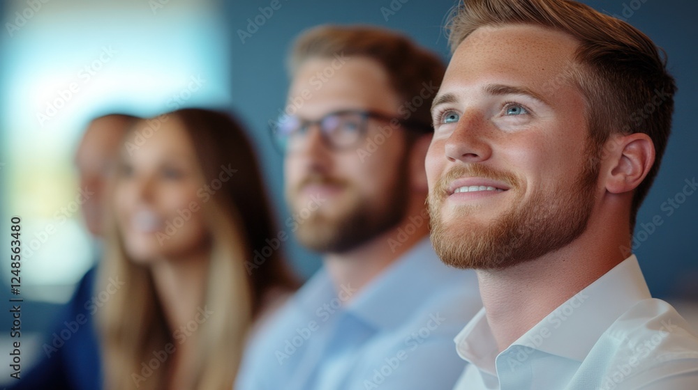 business colleagues looking towards future at meeting business colleagues looking towards future at meeting