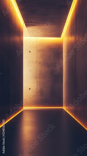 Sophisticated Concrete Architecture Interior Design with Warm Lighting