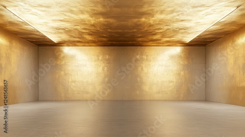 Empty Golden Room Design: Modern Architectural Space