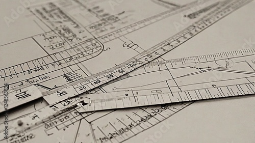 Close Up Of Architectural Drawings On Paper