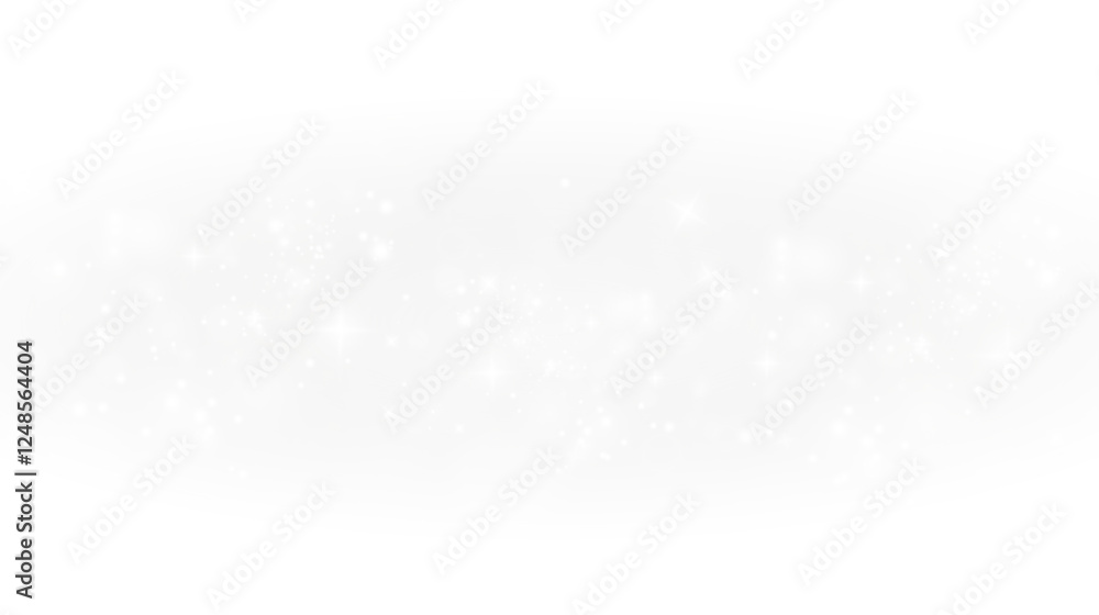 Fototapeta premium White dust PNG, shimmering Christmas dust with glowing bokeh, glitter, and confetti overlay. Perfect for your designs. Festive sparkling white texture for holiday cards, invitations, and banners.