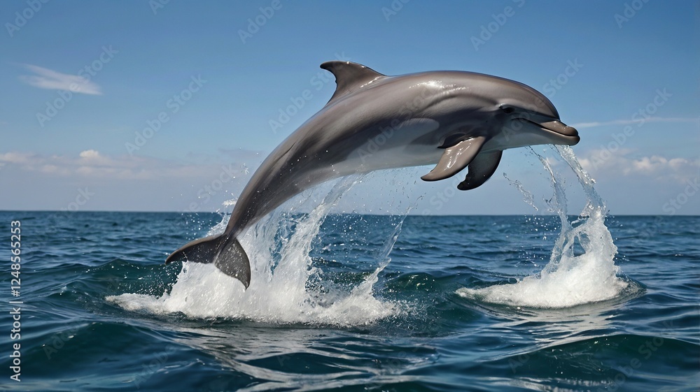 Fototapeta premium Dolphin Jumping Out Of Ocean Water
