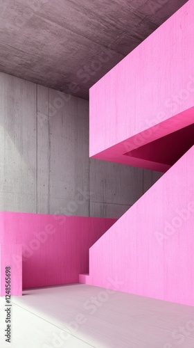 Pink Concrete Architectural Design: A Modern Geometric Structure