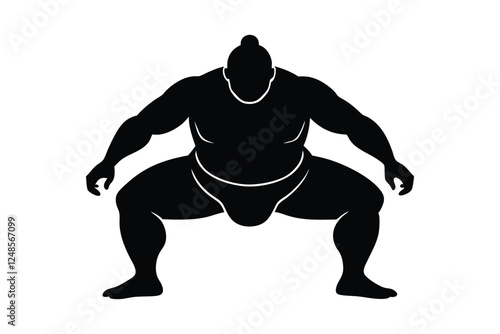 A silhouette vector illustration of a male sumo wrestler.eps