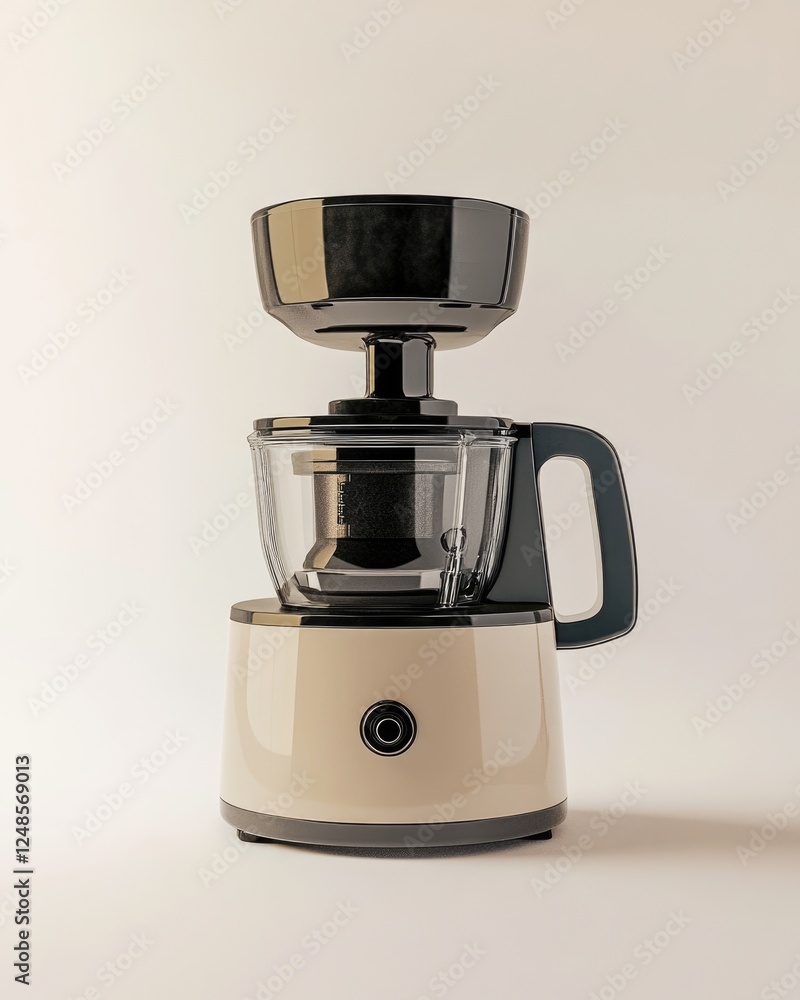 Sleek Juicer Appliance on Bright White Surface, Perfect for Kitchen Mixing Needs Sleek Juicer Appliance on Bright White Surface, Perfect for Kitchen Mixing Needs