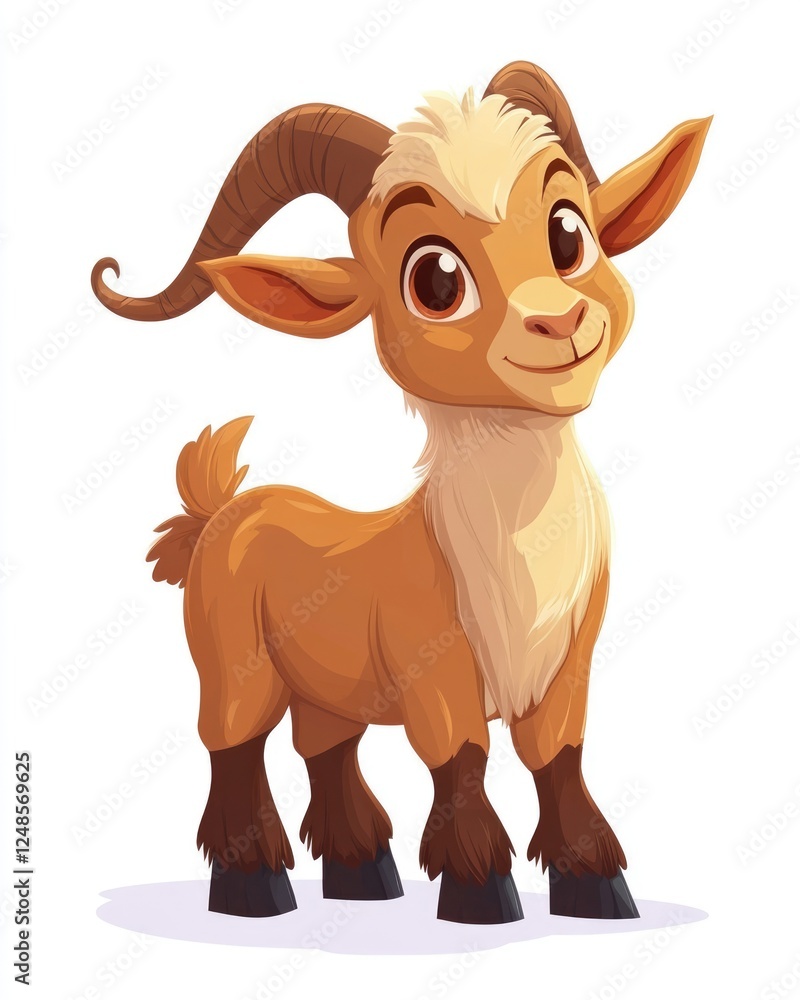 Adorable Cartoon Goat Character: A Cute Mammal for Agricultural Themes Adorable Cartoon Goat Character: A Cute Mammal for Agricultural Themes