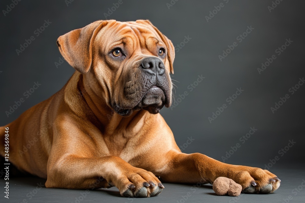 Playful Young Bull Mastiff in Studio Setting with Warm Brown Tones