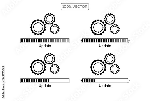 Update icon with gears. Loading or updating files, install new software, operating system, update. vector template