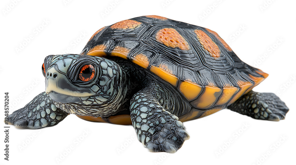 Obraz premium Eastern Box Turtle Close-up: A detailed view of an Eastern Box Turtle, showcasing its intricate shell pattern and expressive eyes.