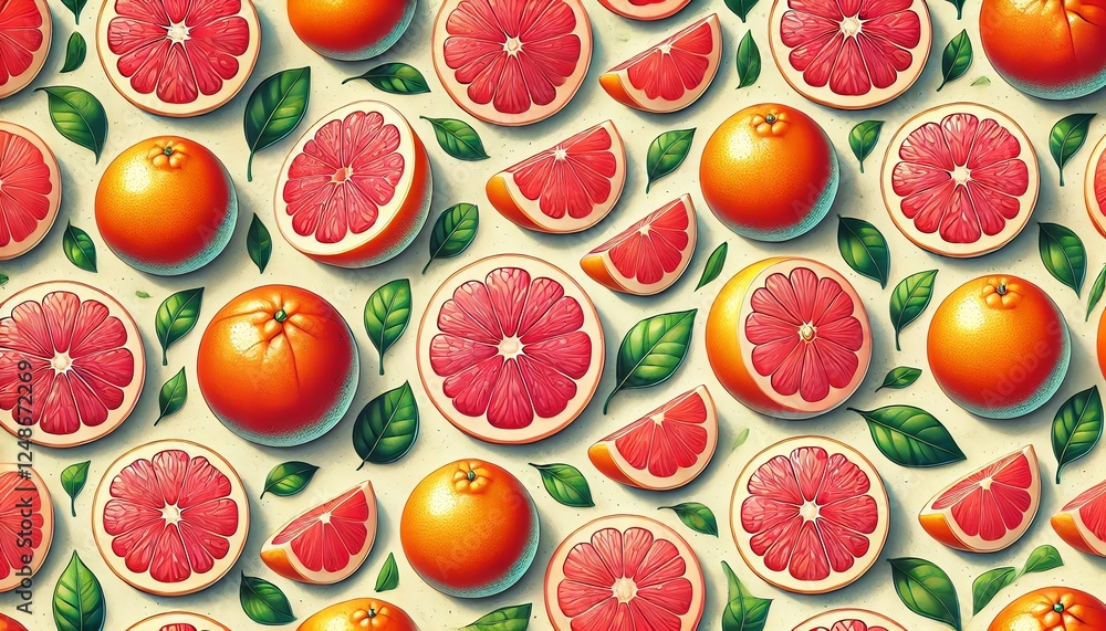 Naklejka premium A vibrant grapefruits pattern background