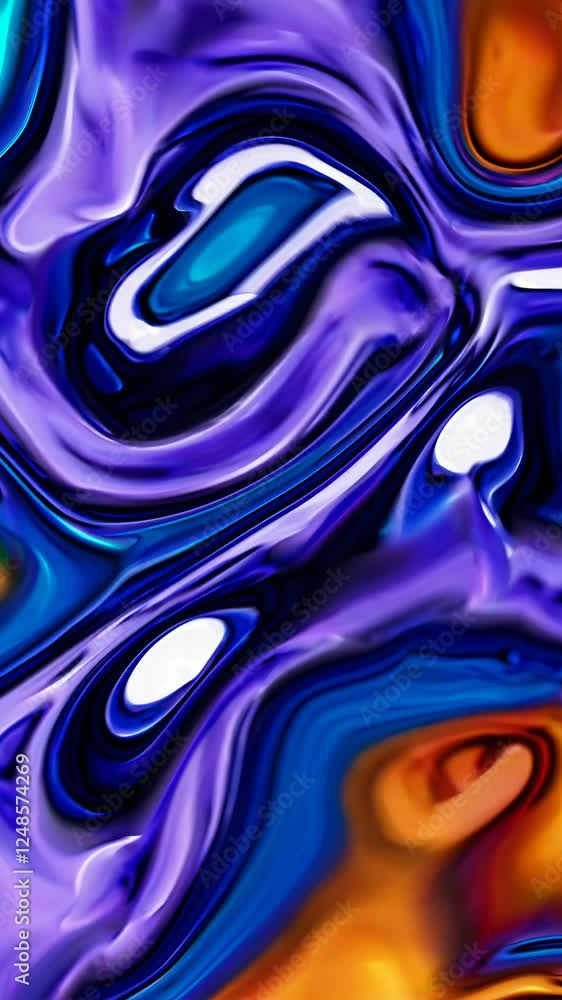 Abstract video art with vibrant blue and orange swirls. Top-down angle captures fluid motion and dynamic energy in a psychedelic style. Mobile wallpaper ratio. Abstract video art with vibrant blue and orange swirls. Top-down angle captures fluid motion and dynamic energy in a psychedelic style. Mobile wallpaper ratio.