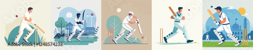 vector of young man playing cricket