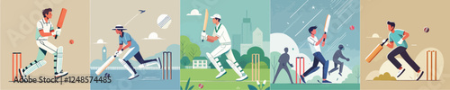 vector of young man playing cricket