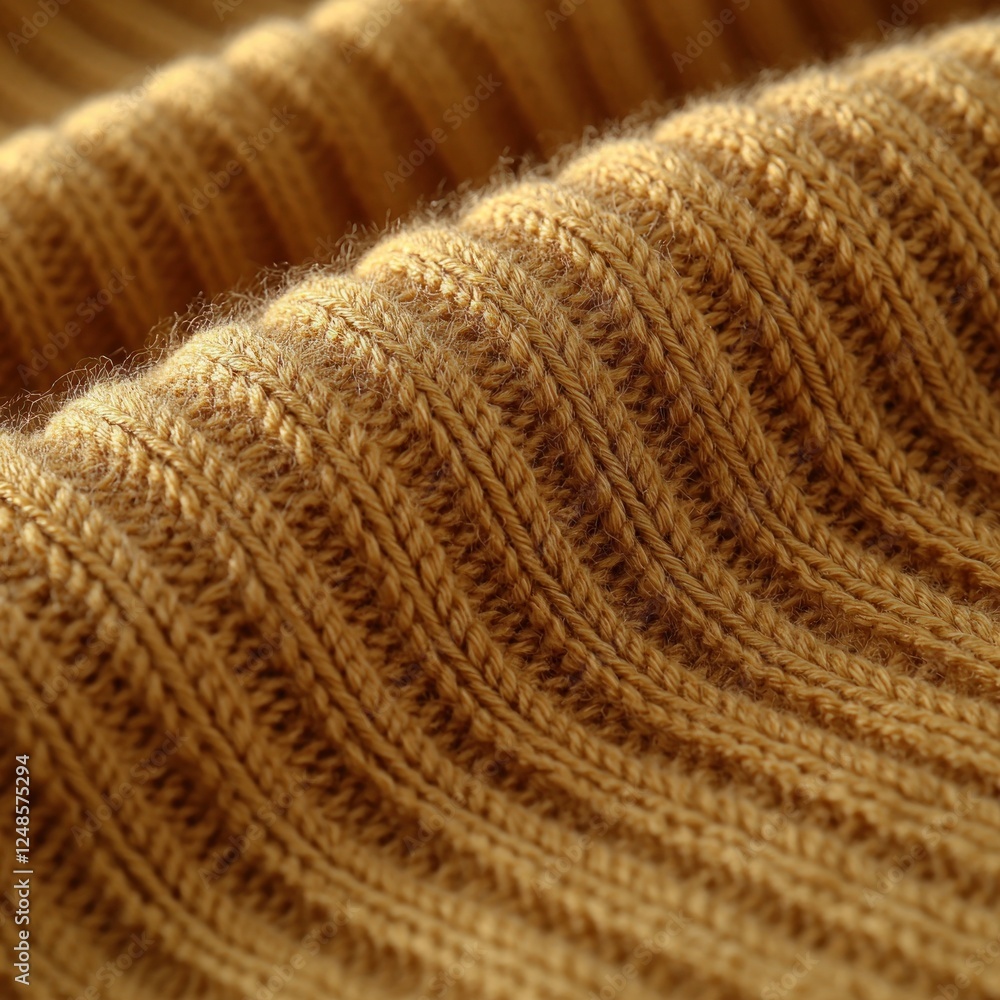 Close-up of a textured golden fabric showcasing intricate ribbed patterns, ideal for fashion and textile design applications