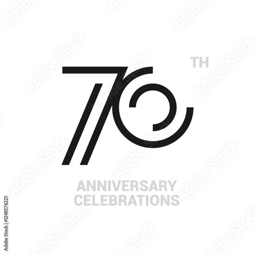 70 years anniversary logo design on white background for celebration event. 70th celebration emblem.