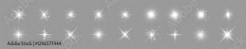 White effect reflections, neon illumination in red colors. Bright light lens. Police light effects, lines. Shiny stars, glowing sparks on a black background. Vector.