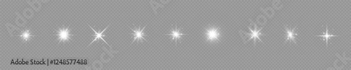 White effect reflections, neon illumination in red colors. Bright light lens. Police light effects, lines. Shiny stars, glowing sparks on a black background. Vector.