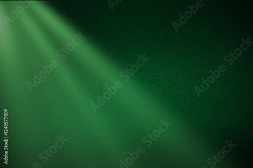 Cuadro en lienzo Green light rays on dark green background