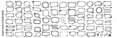 Hand-drawn quote frames and speech bubbles with a doodle-style design. Perfect for comics, conversation templates, messaging, and creative text elements. Ideal for notes, dialogue, feedback, and graph