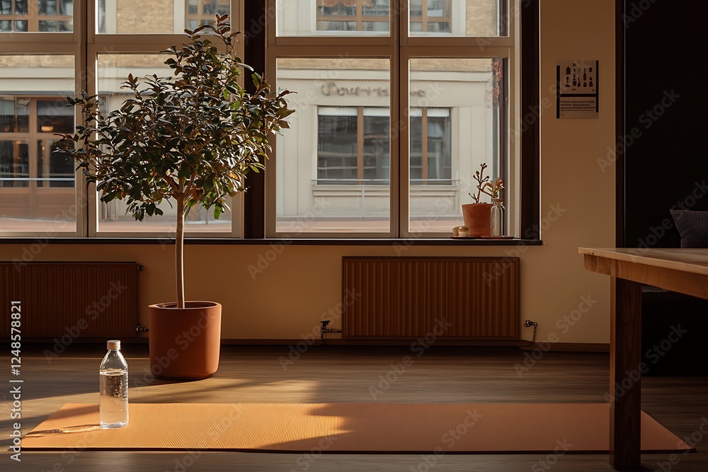 Fototapeta premium Serene Yoga Studio with Natural Light