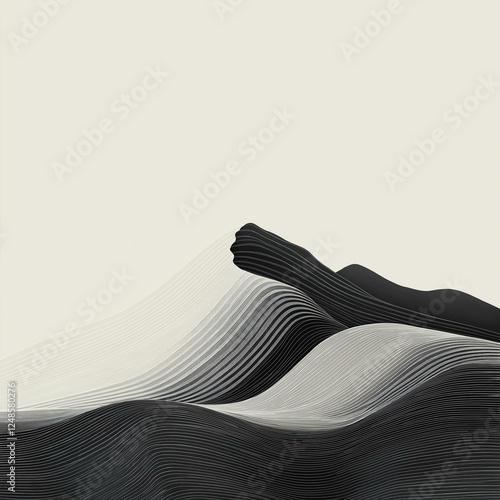Abstract Wavy Lines in Black and White