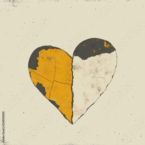 Cracked Heart with Gold and White