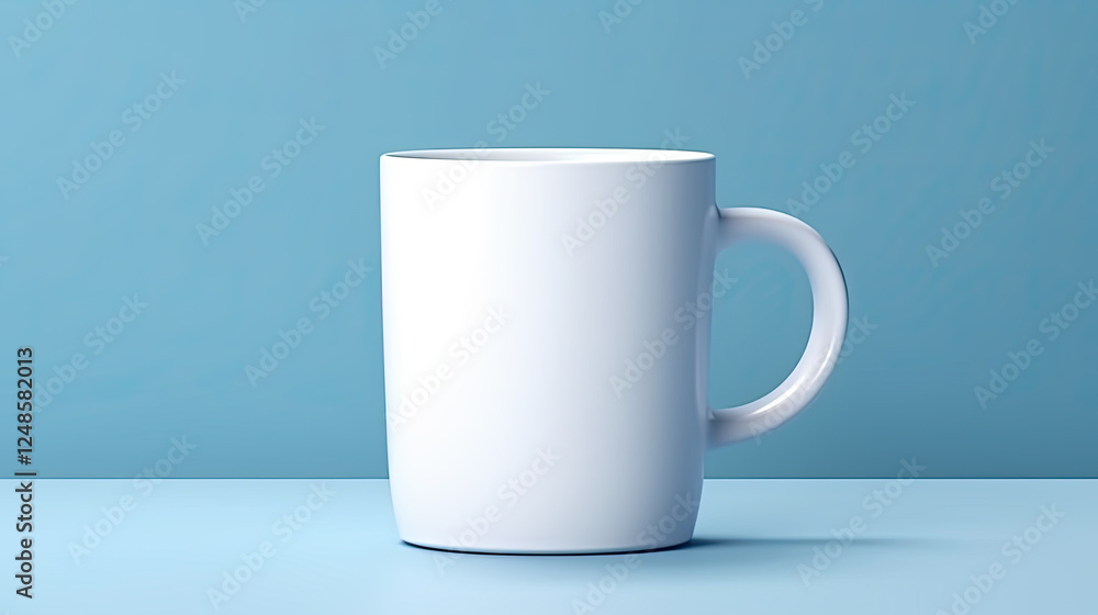White Mug Mockup on a Blue Background White Mug Mockup on a Blue Background