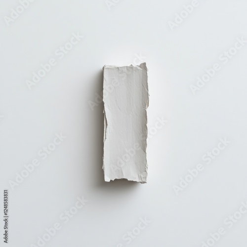 Minimalist Design of a Single Torn Paper Piece on White Background
