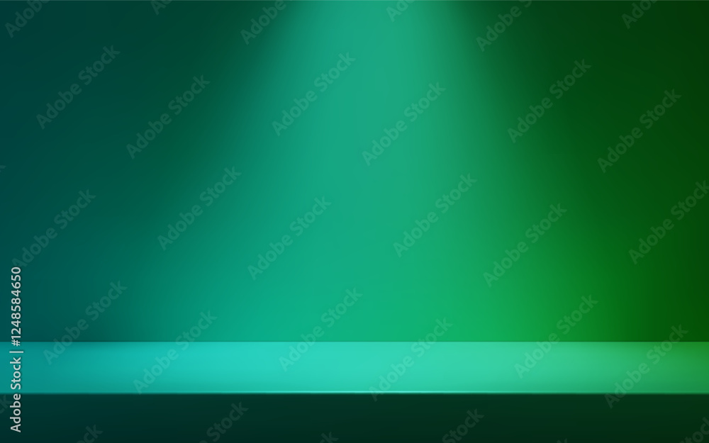 Naklejka premium Blue Green Gradient Room with table surface. Product presentation template.