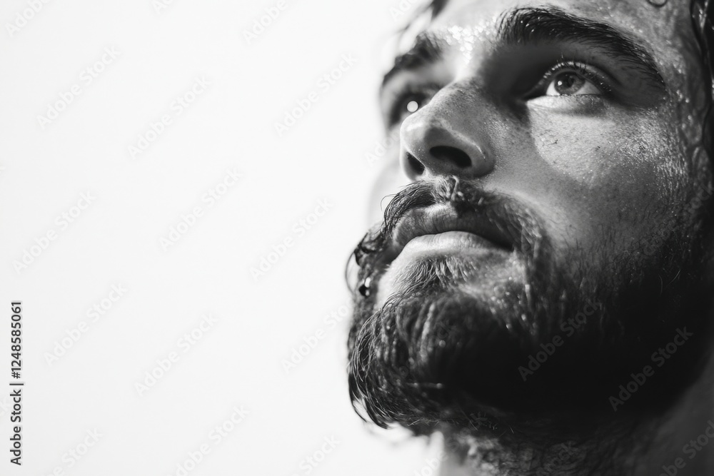 Fototapeta premium close up of a man's face looking up