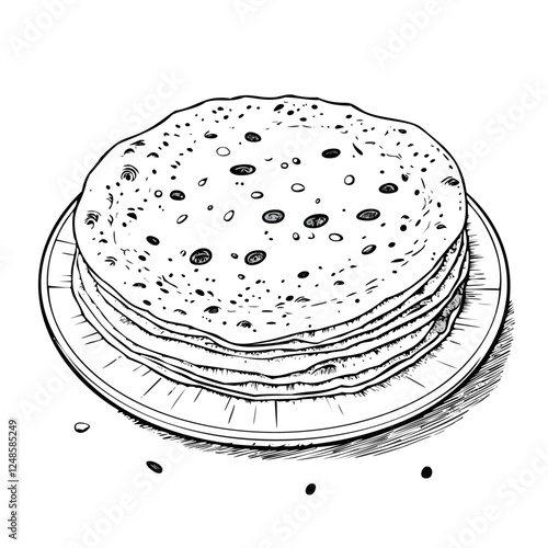 Tortilla Food Meal Menu Dish Delicious Cuisine Eat Sketch Style
