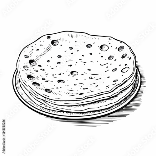 Tortilla Food Meal Menu Dish Delicious Cuisine Eat Sketch Style
