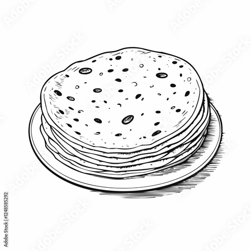 Tortilla Food Meal Menu Dish Delicious Cuisine Eat Sketch Style
