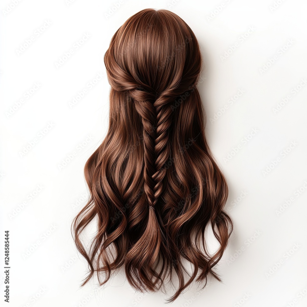 Fototapeta premium Elegant Loose Braid Hairstyle Mockup with Styled Hair Centered
